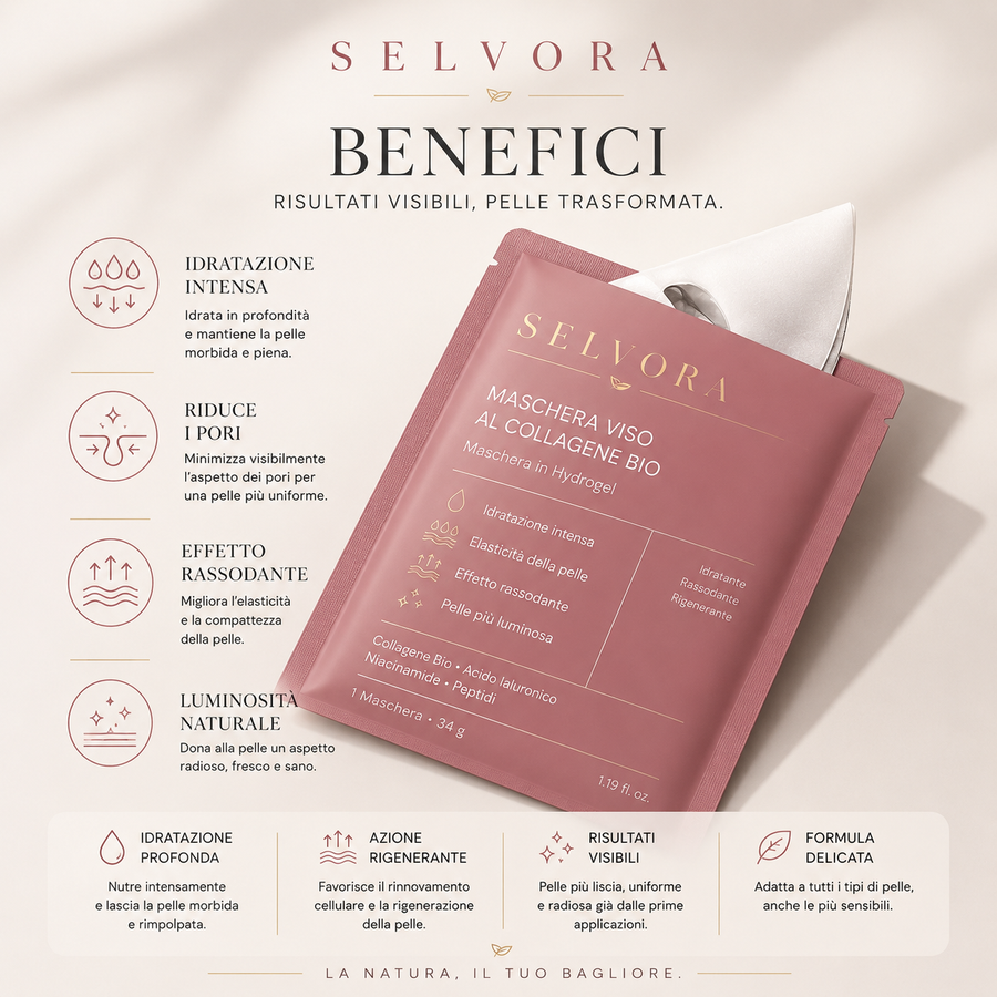 Maschera al collagene biologico, confezione da 4 pezzi, Real Deep Mask